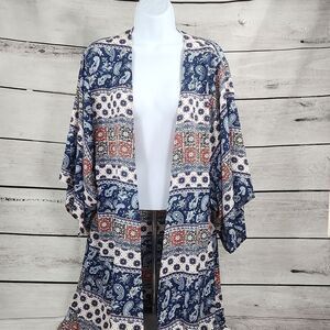 🔸️Hummingbird Blue Multi Print Wide Sleeve Kimono XLarge